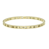 92413, CLASSIC ROMAN NUMERAL WITH CUBIC ZIRCONIA STAINLESS STEEL BANGLE BRACELET
