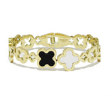 92414, CLOVER ACCENT STAINLESS STEEL BANGLE BRACELET
