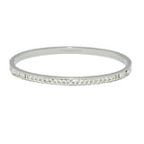 92415, CUBIC ZIRCONIA ACCENT STAINLESS STEEL BANGLE BRACELET