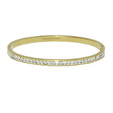 92415, CUBIC ZIRCONIA ACCENT STAINLESS STEEL BANGLE BRACELET