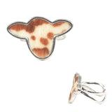 92474, WESTERN COW PRINT VELVET COW HEAD CUFF RING