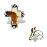 92475, WESTERN CROSS MOHAIR ANIMAL PRINT CUFF RING