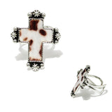 92475, WESTERN CROSS MOHAIR ANIMAL PRINT CUFF RING