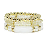 92497, GLITTER ACCENT CELLULOID ACETATE TUBE MULTI LAYERED STRETCH BRACELET