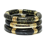 92499, GLITTER CELLULOID ACETATE TUBE MULTI LAYERED STRETCH BRACELET