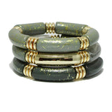92499, GLITTER CELLULOID ACETATE TUBE MULTI LAYERED STRETCH BRACELET