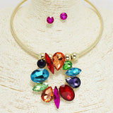 93547, MULTI SHAPE RHINESTONE CHOKER NECKLACE