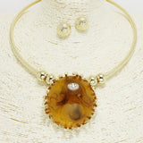 93548, ROUND CELLULOID ACETATE ACCENT CHOKER NECKLACE