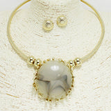 93548, ROUND CELLULOID ACETATE ACCENT CHOKER NECKLACE