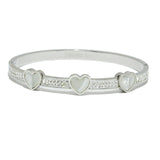 93560, TRIPLE HEART ACCENT STAINLESS STEEL BANGLE BRACELET, VALENTINE'S DAY