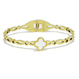 93582, CLOVER STAINLESS STEEL BANGLE BRACELET