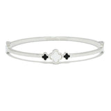 93583, CLOVER ACCENT STAINLESS STEEL BANGLE BRACELET