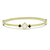 93583, CLOVER ACCENT STAINLESS STEEL BANGLE BRACELET
