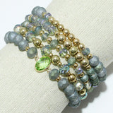 93585, MIXED MULTI LAYERED BEAD STRETCH BRACELET
