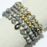 93585, MIXED MULTI LAYERED BEAD STRETCH BRACELET