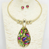 93607, TEARDROP MULTI SHAPE RHINESTONE CHOKER NECKLACE