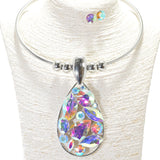 93607, TEARDROP MULTI SHAPE RHINESTONE CHOKER NECKLACE