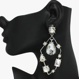93627, GEOMETRIC MULTI RHINESTONE SHAPE EARRING