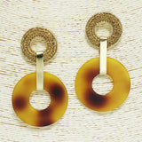 93630, LEOPARD ROUND CELLULOID ACETATE EARRING