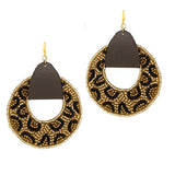 93634, LEOPARD PRINT BEAD FAUX LEATHER EARRING