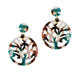 93636, TREE OF LIFE TORTOISE CELLULOID ACETATE EARRING