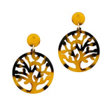 93636, TREE OF LIFE TORTOISE CELLULOID ACETATE EARRING