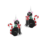 93639, CHRISTMAS BLACK CAT EPOXY EARRING