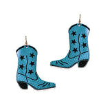 93640, WESTERN BOOTS FAUX LEATHER EARRING