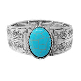 93644, WESTERN OVAL TURQUOISE STONE STRETCH BRACELET