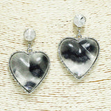 93647, LEOPARD PRINT HEART ACRYLIC DANGLE EARRING, VALENTINE'S DAY