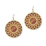93649, GEOMETRIC CUT OUT ROUND WOOD EARRING