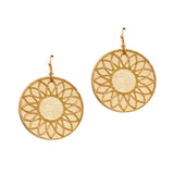 93649, GEOMETRIC CUT OUT ROUND WOOD EARRING