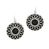 93649, GEOMETRIC CUT OUT ROUND WOOD EARRING