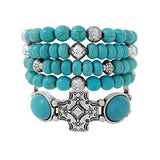 93660, WESTERN CROSS MULTI LAYERED STRETCH BRACELET