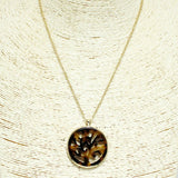 93670, TREE OF LIFE TORTOISE CELLULOID ACETATE PENDANT NECKLACE