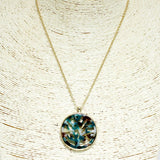 93670, TREE OF LIFE TORTOISE CELLULOID ACETATE PENDANT NECKLACE