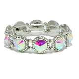 93671, CONVEX ROUND RHINESTONE STRETCH BRACELET, WEDDING, BRIDAL, PROM