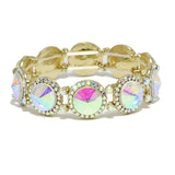 93671, CONVEX ROUND RHINESTONE STRETCH BRACELET, WEDDING, BRIDAL, PROM