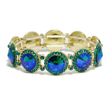 93671, CONVEX ROUND RHINESTONE STRETCH BRACELET, WEDDING, BRIDAL, PROM