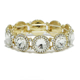 93671, CONVEX ROUND RHINESTONE STRETCH BRACELET, WEDDING, BRIDAL, PROM