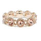 93671, CONVEX ROUND RHINESTONE STRETCH BRACELET, WEDDING, BRIDAL, PROM