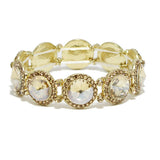 93671, CONVEX ROUND RHINESTONE STRETCH BRACELET, WEDDING, BRIDAL, PROM