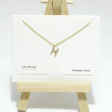 98449, DAINTY PAVE INITIAL LETTER NECKLACE/14K GOLD DIPPED