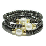 93748, PEARL ACCENT MULTI LAYERED STRETCH BRACELET