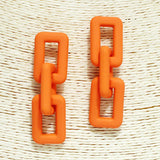93765, RUBBER COATED RECTANGLE CHAIN LINK EARRING