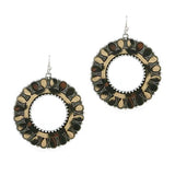 93768, WESTERN FAUX LEATHER ROUND EARRING