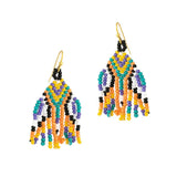 93773, FRINGE SEED BEAD EARRING, MARDI GRAS