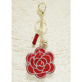 93787, FLOWER ROSE CRYSTAL EMBELLISHED KEY CHAIN