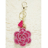 93787, FLOWER ROSE CRYSTAL EMBELLISHED KEY CHAIN