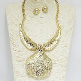 93818, HAMMERED METAL STATEMENT NECKLACE